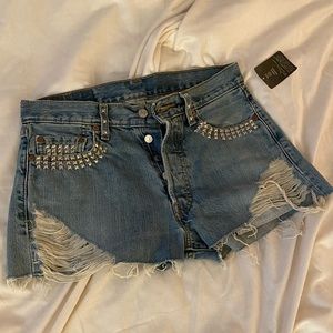 NWT studded high waisted jean shorts
